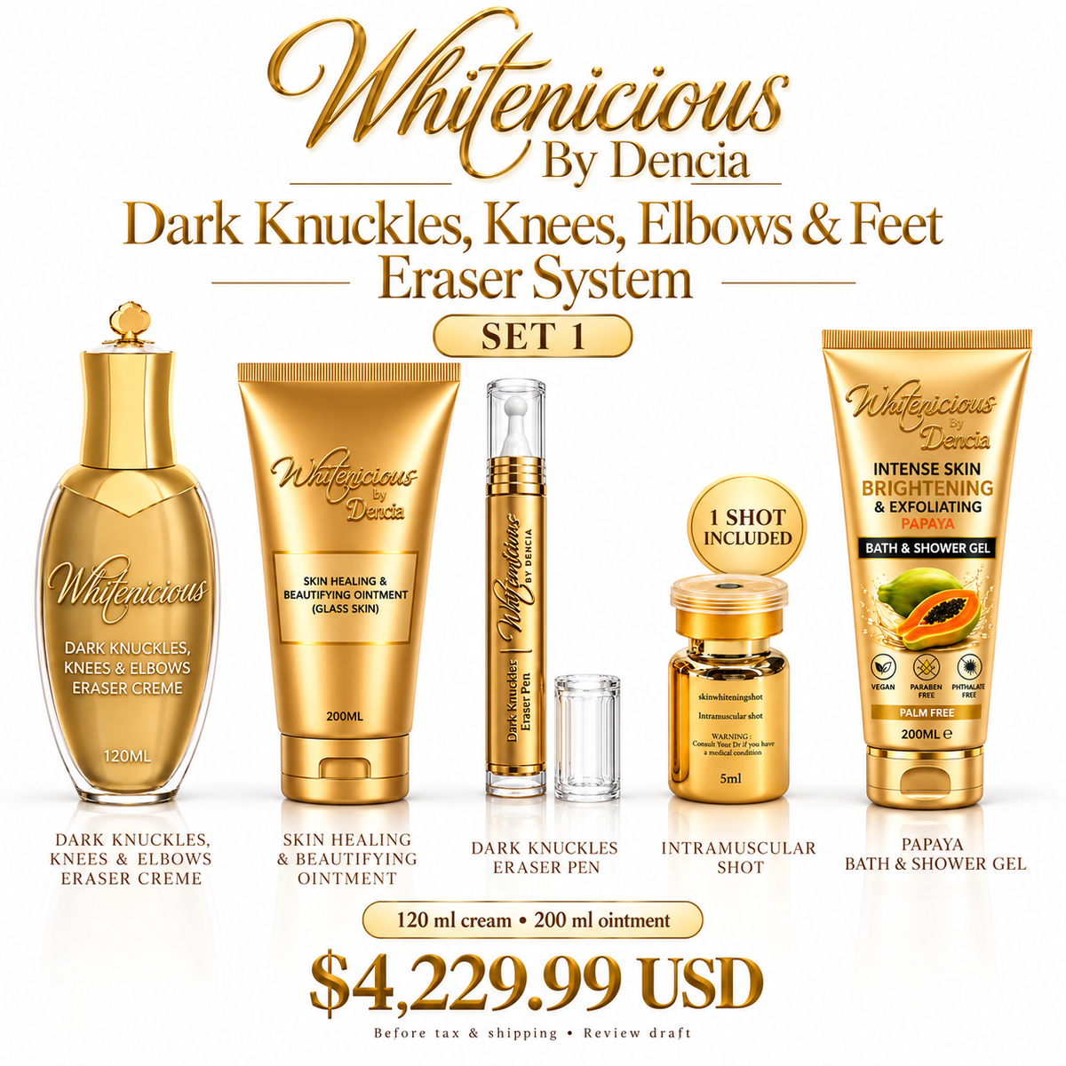 Whitenicious By Dencia Dark Knuckles, Knees, Elbows & Feet Eraser System — product-only set image.